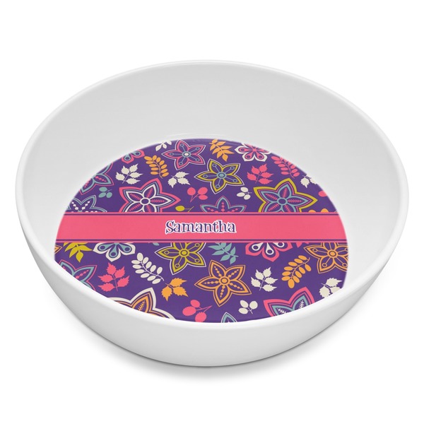 Custom Simple Floral Melamine Bowl - 8 oz (Personalized)
