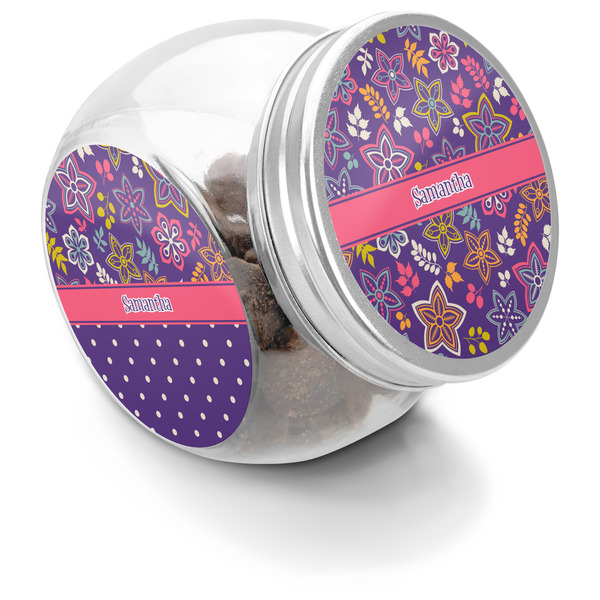 Custom Simple Floral Puppy Treat Jar (Personalized)