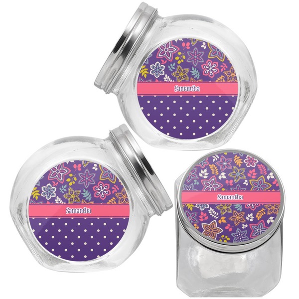 Simple Floral Puppy Treat Jar - Top Left Right