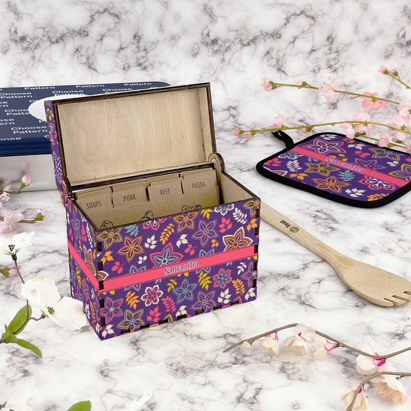Simple Floral Recipe Box - Full Color - In Context