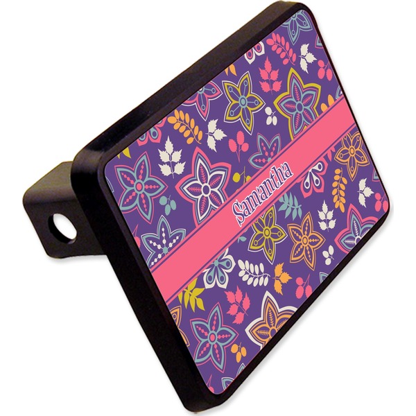 Custom Simple Floral Rectangular Trailer Hitch Cover - 2" (Personalized)