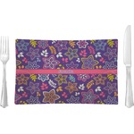 Simple Floral Glass Rectangular Lunch / Dinner Plate (Personalized)