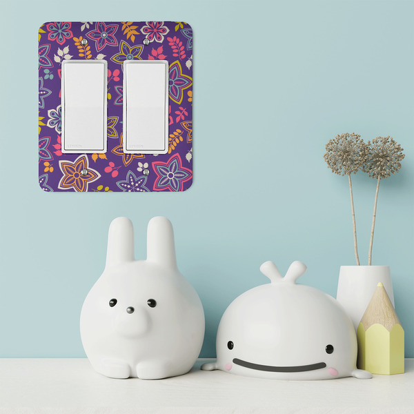 Simple Floral Rocker Light Switch Covers - Double - IN CONTEXT