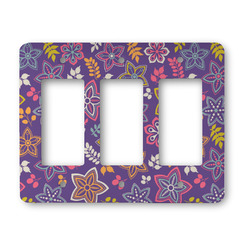 Simple Floral Rocker Style Light Switch Cover - Three Switch