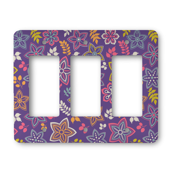 Custom Simple Floral Rocker Style Light Switch Cover - Three Switch