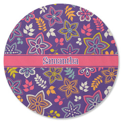 Simple Floral Round Rubber Backed Coaster (Personalized)