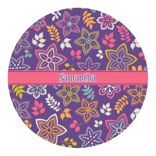 Custom Simple Floral Round Decal (Personalized)