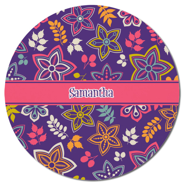 Simple Floral Round Fridge Magnet - FRONT