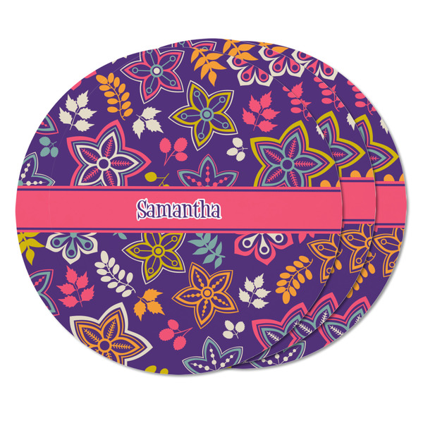 Simple Floral Round Fridge Magnet - THREE