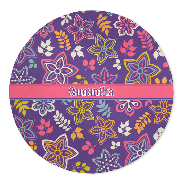 Custom Simple Floral 5' Round Indoor Area Rug (Personalized)