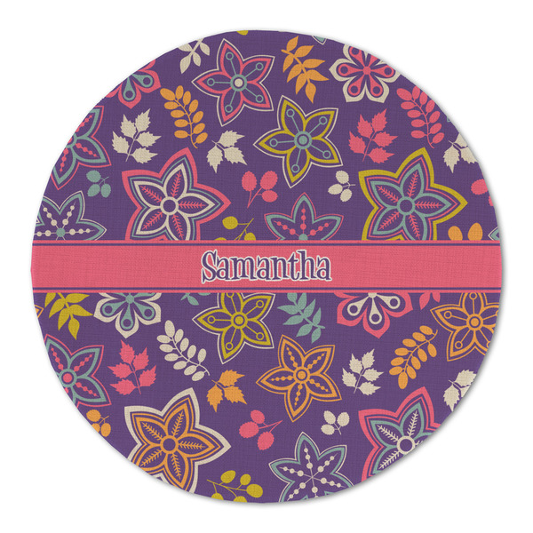 Custom Simple Floral Round Linen Placemat - Single Sided (Personalized)