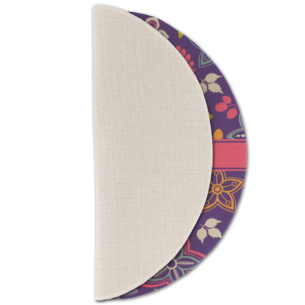 Simple Floral Round Linen Placemats - HALF FOLDED (single sided)