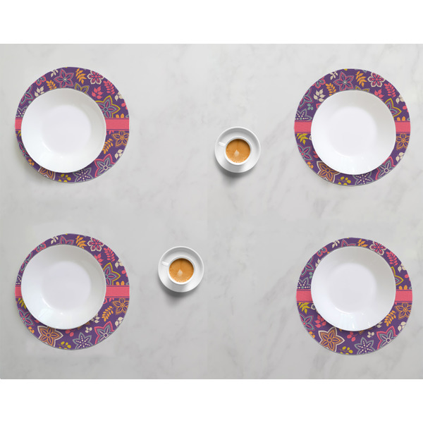 Simple Floral Round Linen Placemats - LIFESTYLE (set of 4)