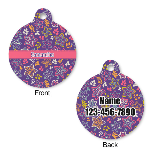 Simple Floral Round Pet ID Tag - Large - Approval