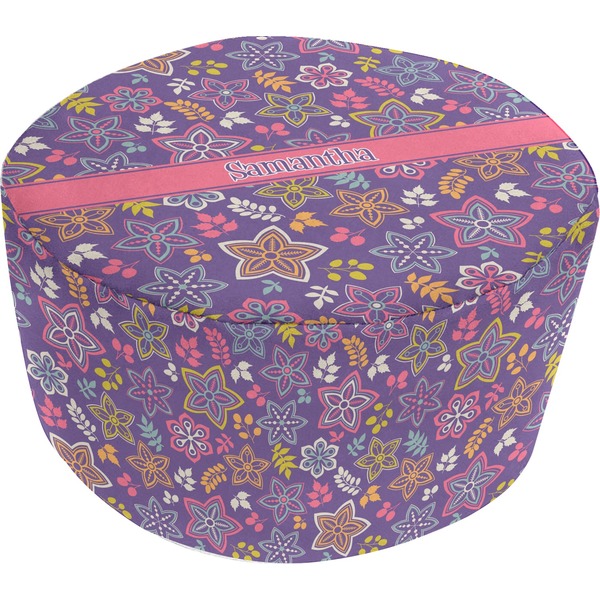 Custom Simple Floral Round Pouf Ottoman (Personalized)