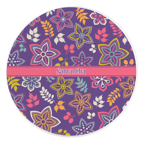 Custom Simple Floral Round Stone Trivet (Personalized)
