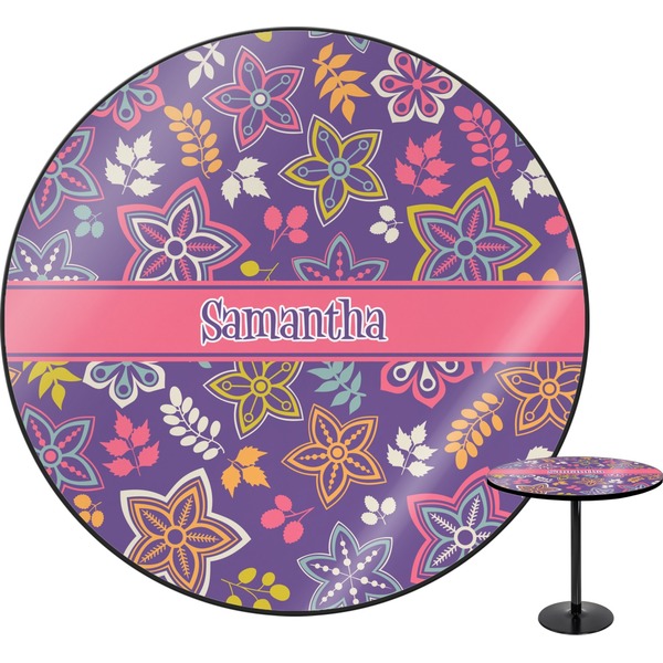 Custom Simple Floral Round Table - 24" (Personalized)
