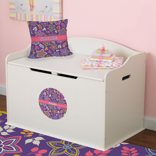 Simple Floral Round Wall Decal on Toy Chest