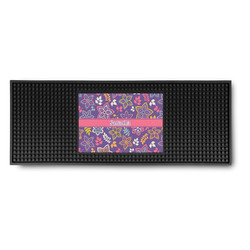 Simple Floral Rubber Bar Mat (Personalized)
