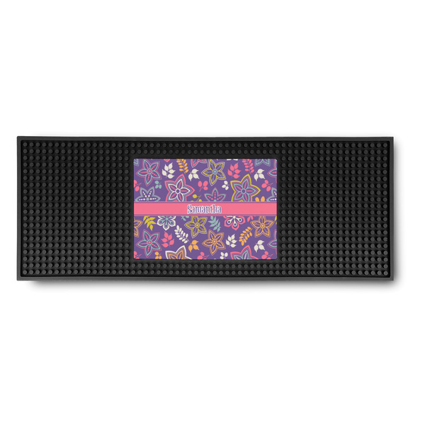 Custom Simple Floral Rubber Bar Mat (Personalized)