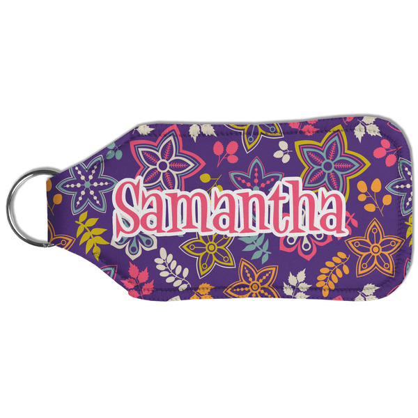 Simple Floral Sanitizer Holder Keychain - Large (Back)