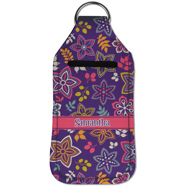 Simple Floral Sanitizer Holder Keychain - Large (Front)