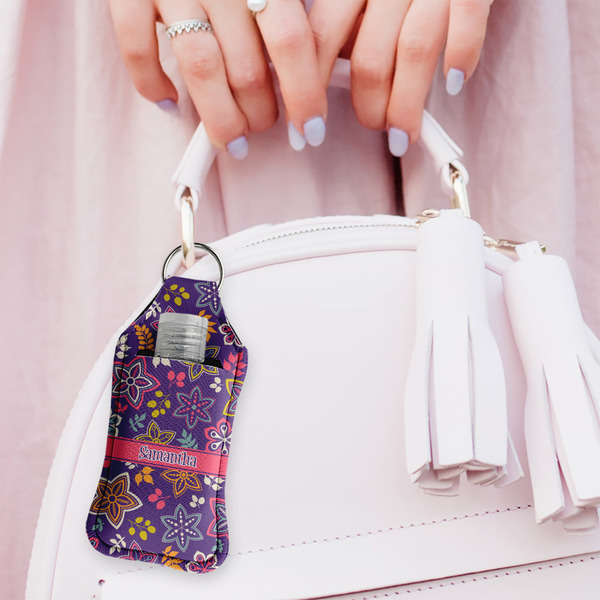 Simple Floral Sanitizer Holder Keychain - Large (LIFESTYLE)