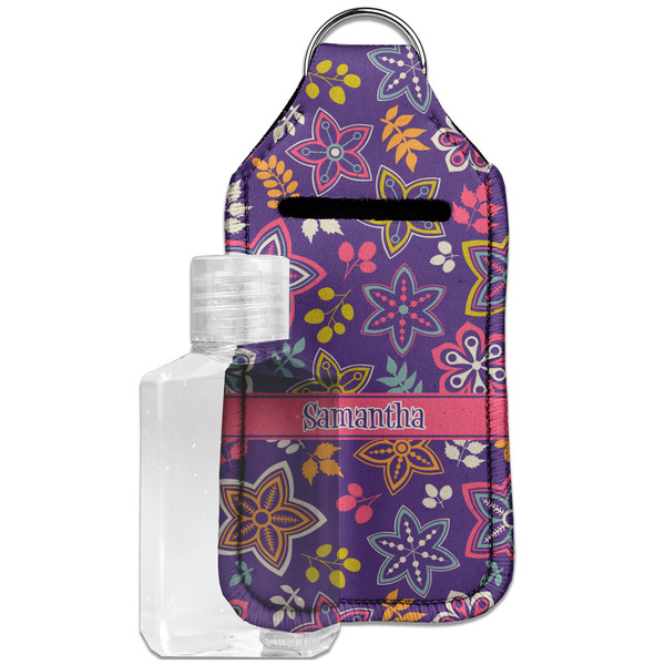 Custom Simple Floral Hand Sanitizer & Keychain Holder - Large (Personalized)
