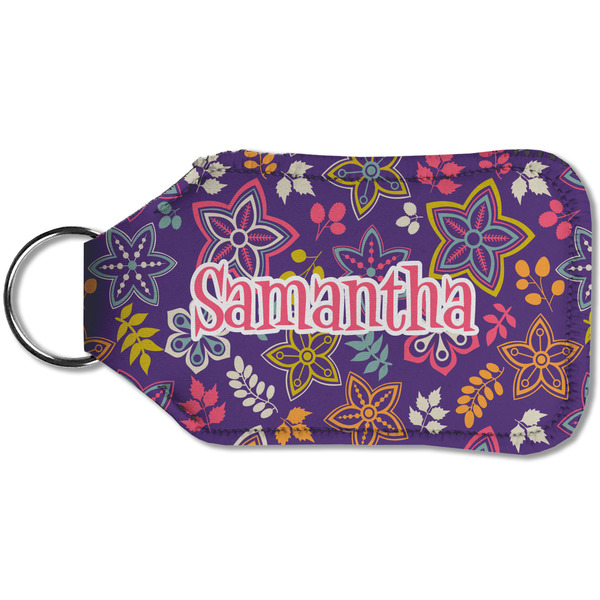 Simple Floral Sanitizer Holder Keychain - Small (Back)