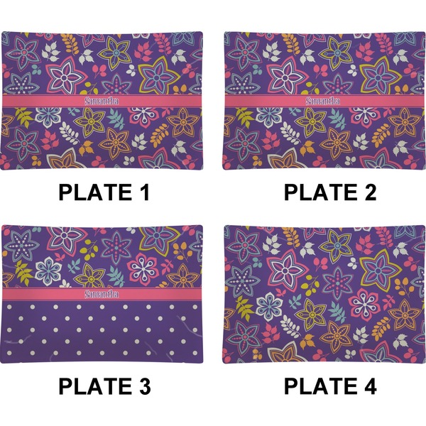 Simple Floral Set of Rectangular Appetizer / Dessert Plates (Approval)