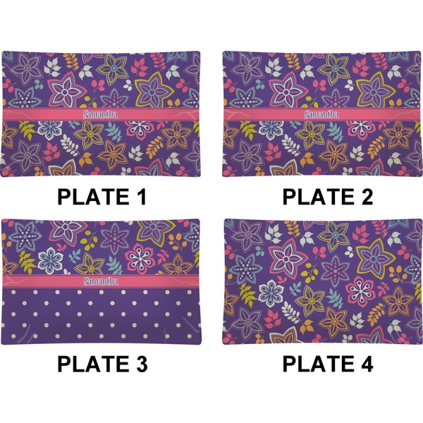 Simple Floral Set of Rectangular Dinner Plates (Approval)