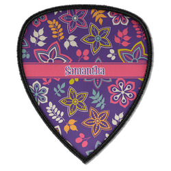 Simple Floral Iron on Shield Patch A w/ Name or Text
