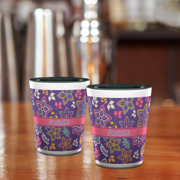 Simple Floral Shot Glass - Two Tone - LIFESTYLE