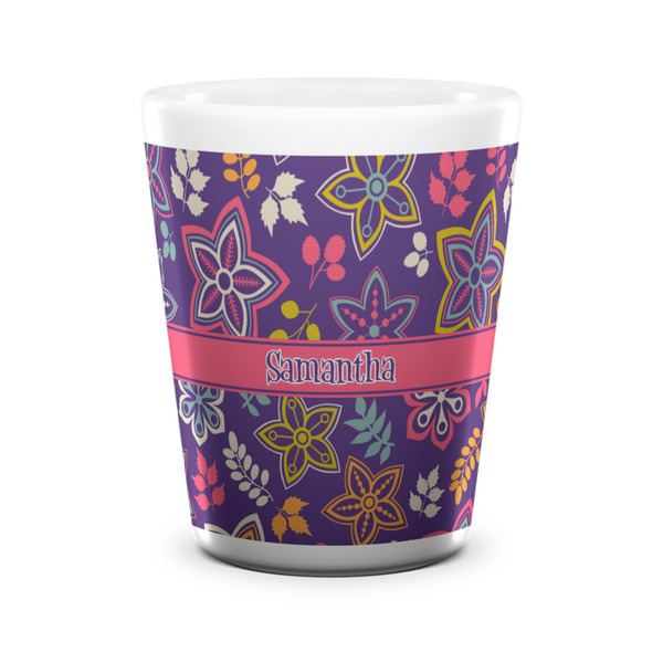 Simple Floral Shot Glass - White - FRONT