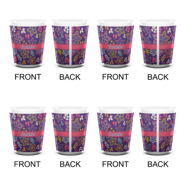 Simple Floral Shot Glass - White - Set of 4 - APPROVAL