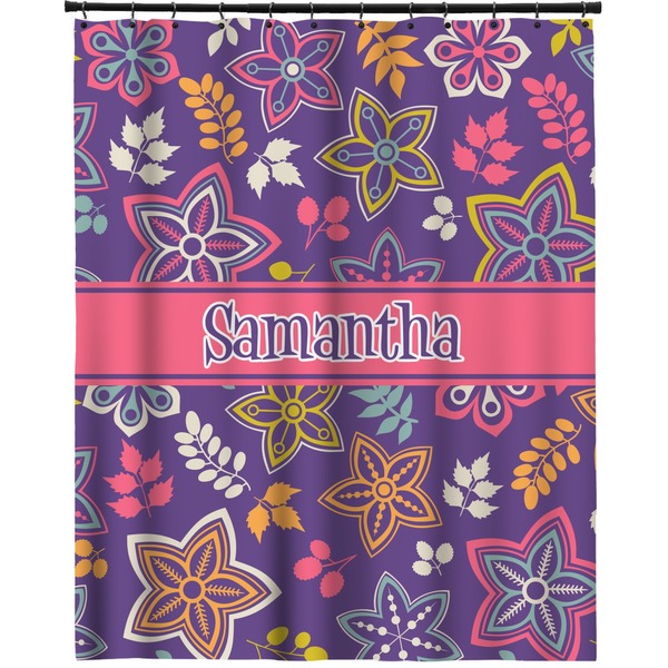 Custom Simple Floral Extra Long Shower Curtain - 70"x84" (Personalized)