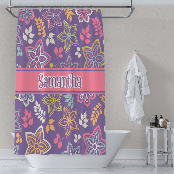 Simple Floral Shower Curtain Lifestyle