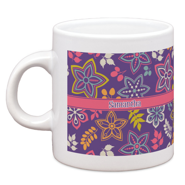 Custom Simple Floral Espresso Cup (Personalized)
