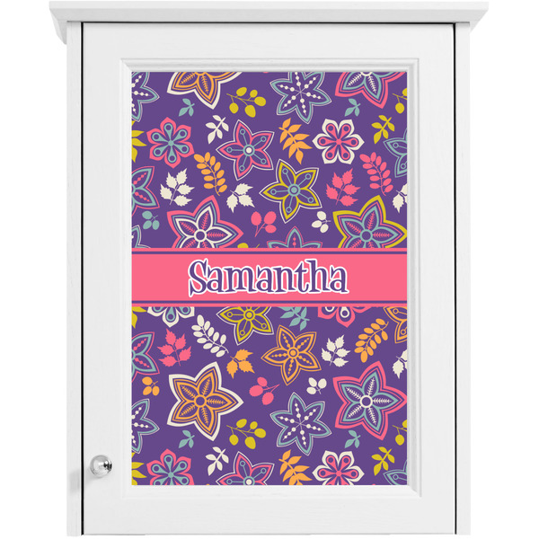 Simple Floral Single White Cabinet Decal