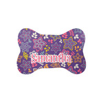 Simple Floral Bone Shaped Dog Food Mat (Small) (Personalized)