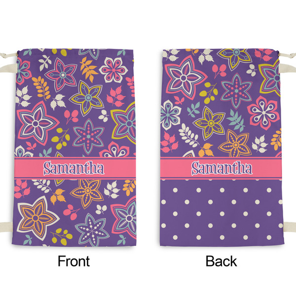 Simple Floral Small Laundry Bag - Front & Back View