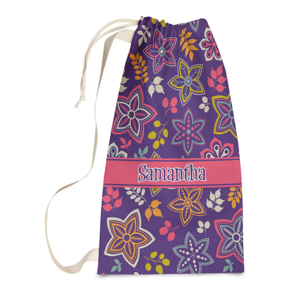 Custom Simple Floral Laundry Bags - Small (Personalized)