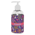 Simple Floral Plastic Soap / Lotion Dispenser (8 oz - Small - White) (Personalized)