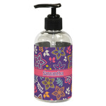 Simple Floral Plastic Soap / Lotion Dispenser (8 oz - Small - Black) (Personalized)