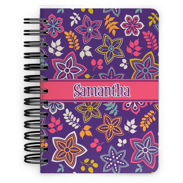 Custom Simple Floral Spiral Notebook - 5x7 w/ Name or Text
