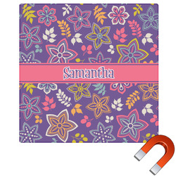 Simple Floral Square Car Magnet - 10" (Personalized)