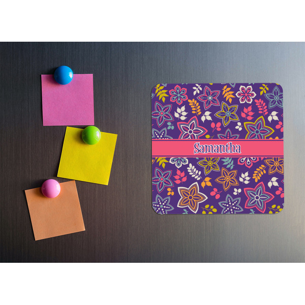 Simple Floral Square Fridge Magnet - LIFESTYLE