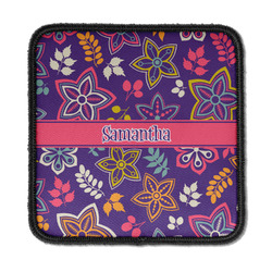 Simple Floral Iron On Square Patch w/ Name or Text