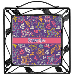 Simple Floral Square Trivet (Personalized)