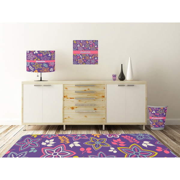 Simple Floral Square Wall Decal Wooden Desk